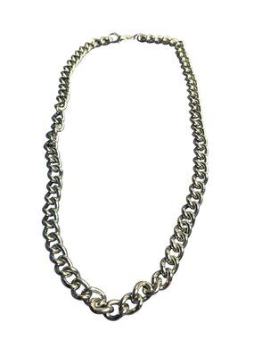 Silvertone Chunky Heavy Chain Necklace Lobster Clasp 25 inches Long
